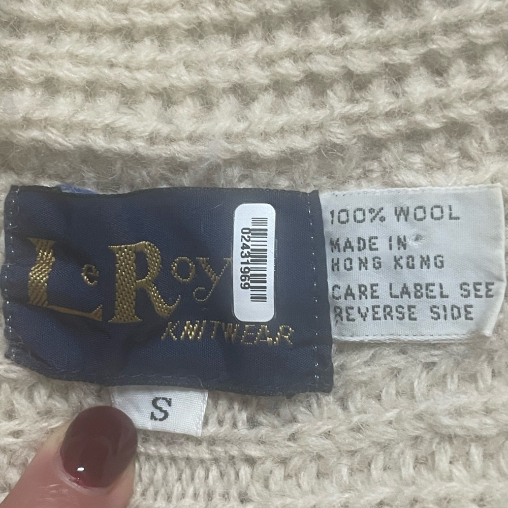 Le Roy Knitwear Wool Sweater with Attached Scarf - Size S - Picture 12 of 12
